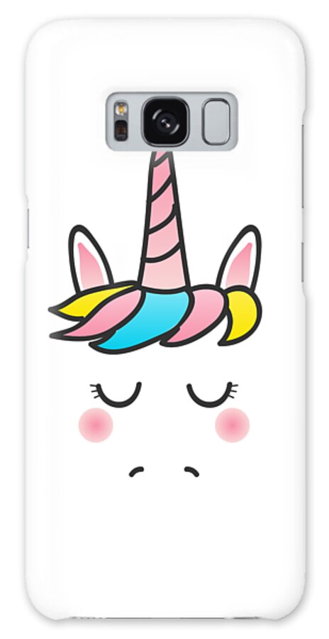 Cool Galaxy Case featuring the digital art Cute Unicorn Face by Flippin Sweet Gear
