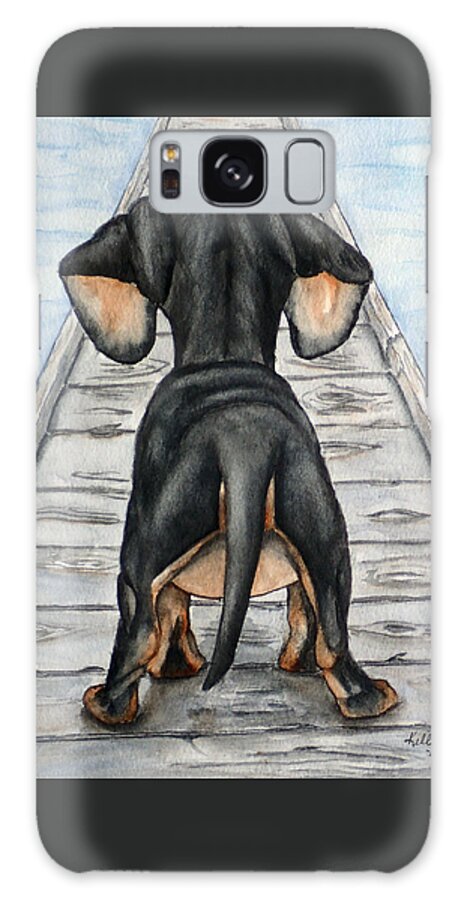 Dachshund Galaxy Case featuring the painting Dachshund... Down on the Boardwalk by Kelly Mills