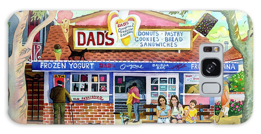 Dad's Doughnuts Galaxy Case featuring the digital art Dad's Donuts by Robin Wethe Altman