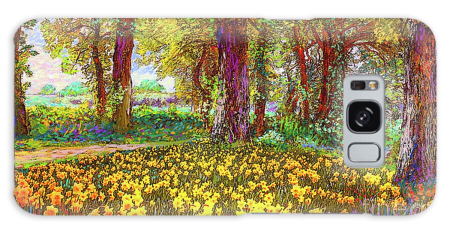 Landscape Galaxy Case featuring the painting Daffodil Sunshine by Jane Small