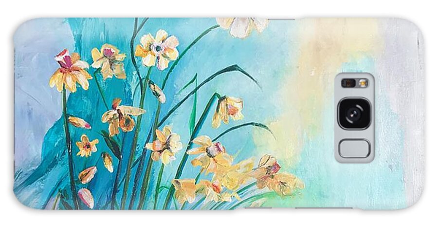 Abstract Galaxy Case featuring the painting Daffodils Stylized by Deborah Naves