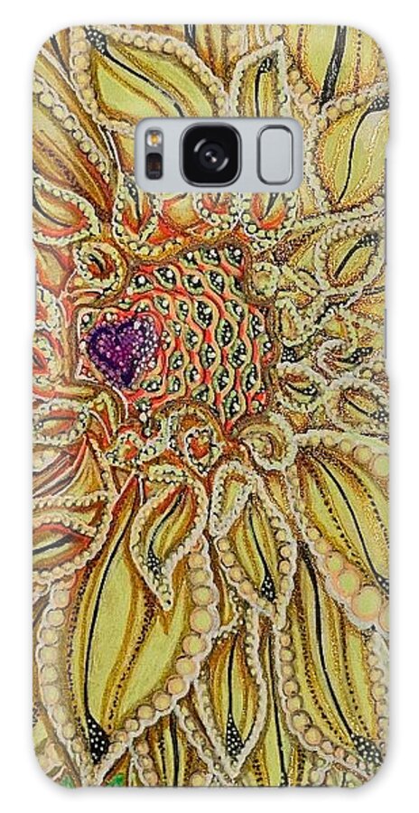 Flower Galaxy Case featuring the mixed media Dahlia by Brenna Woods