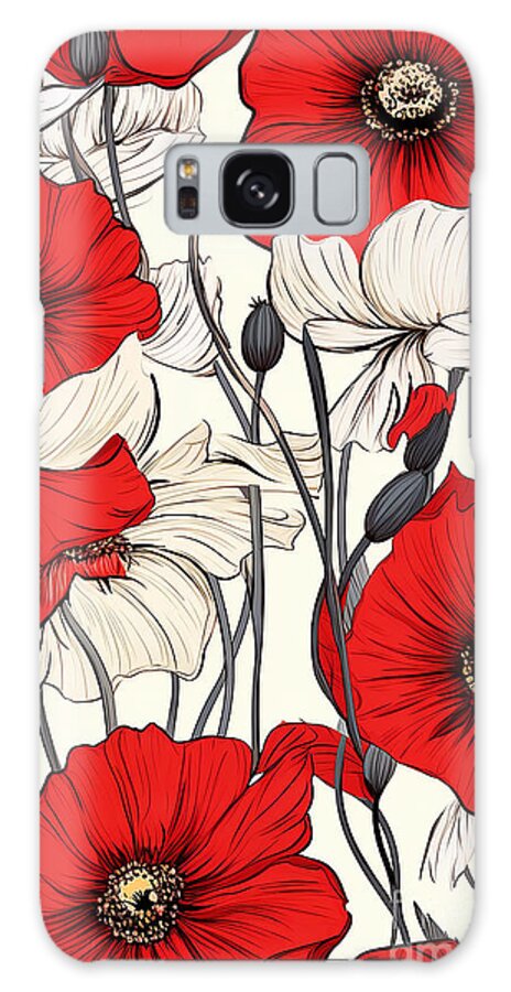 Sabantha Galaxy Case featuring the digital art Daisindra - Summer flowers in white and red by Sabantha