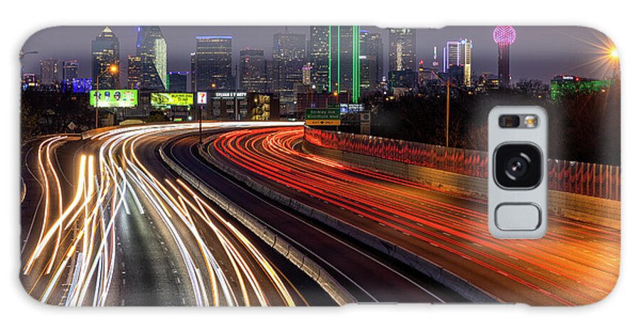 Night Photography Galaxy Case featuring the photograph Dallas Car Trails by Debby Richards