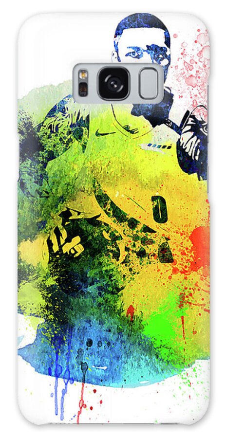 Damian Lillard Galaxy Case featuring the mixed media Damian Lillard Watercolor by Naxart Studio