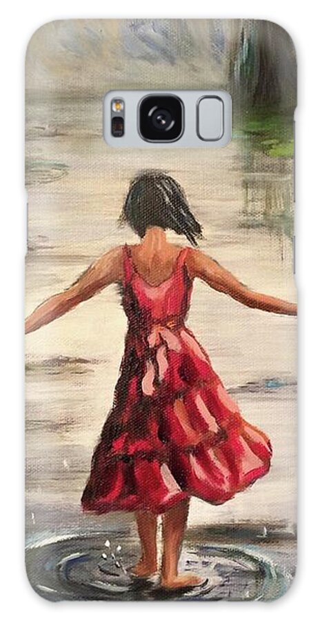 Rain Galaxy Case featuring the painting Dancing in the Rain by Sherrell Rodgers
