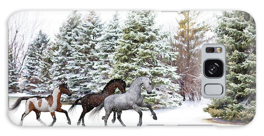 Horses Galaxy Case featuring the digital art Dashing Through the Snow by Jayne Wilson