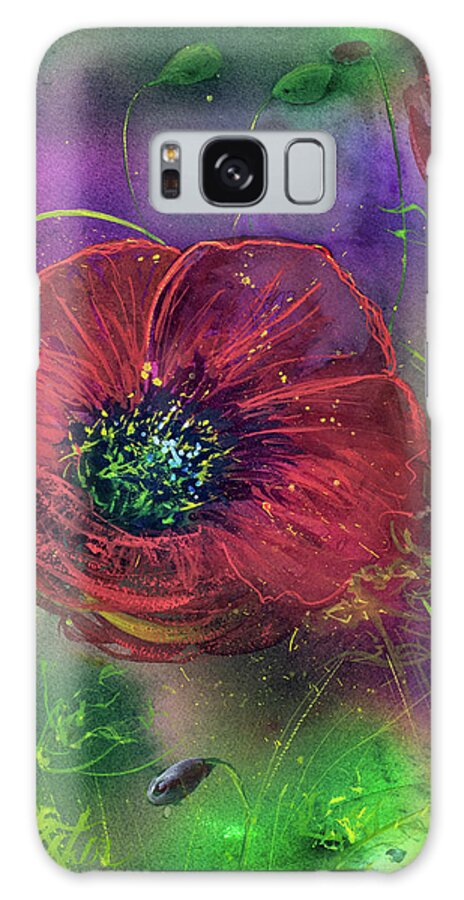Poppy Galaxy Case featuring the painting Deep In The Garden by Cheryl Prather