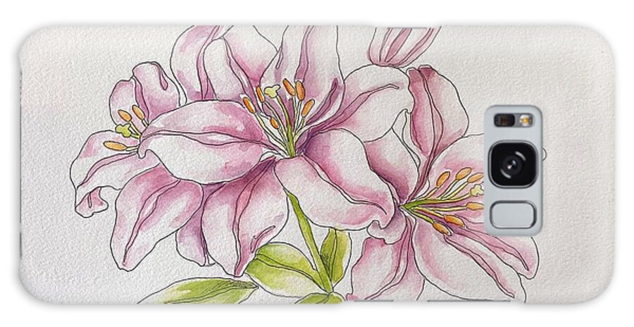 Lilies Galaxy Case featuring the painting Delicate Lilies by Inese Poga