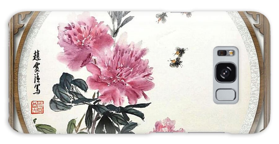 Peony Flowers Galaxy Case featuring the mixed media Depend On Each Other - 6 by Carmen Lam