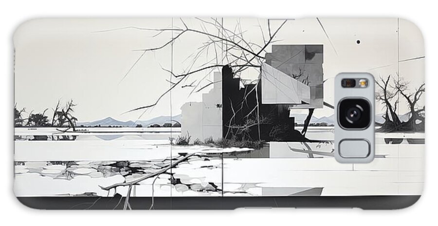 Architecture And Nature Galaxy Case featuring the painting Depths of Black and White Landscape Art by Lourry Legarde