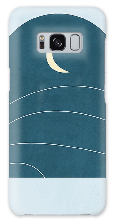 Moon Galaxy Case featuring the mixed media Desert Moon - Blue - A window with a view by Studio Grafiikka