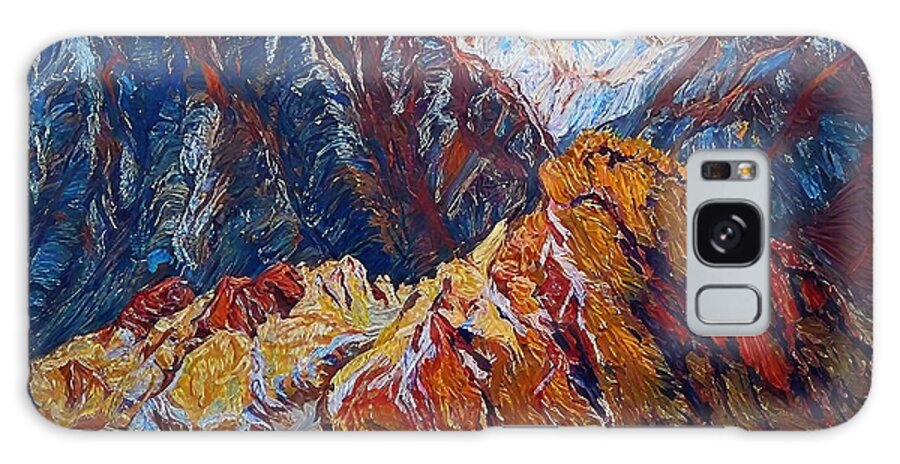 Death Valley Landscape Galaxy Case featuring the painting Desert Rocks Death Valley 1 Painting death valley landscape dese by N Akkash