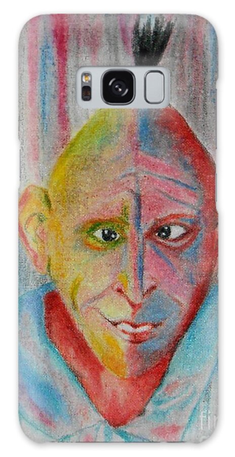 Microcephaly Galaxy Case featuring the drawing Diamond in the Rough -- Whimsical Portrait of Developmentally Disabled Man by Jayne Somogy