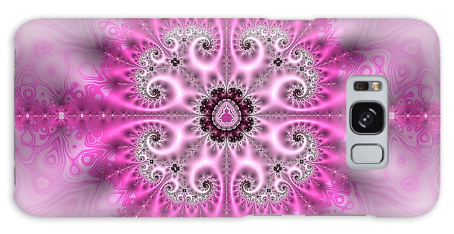 Hot Pink Galaxy Case featuring the ceramic art Digital Snowflake Fractal 22 by Elisabeth Lucas