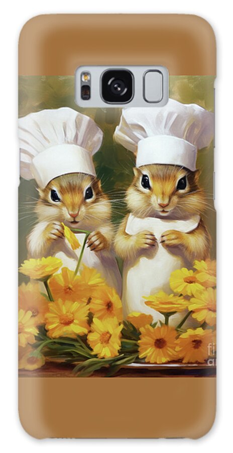 Chipmunk Galaxy Case featuring the painting Dining On Daisies by Tina LeCour