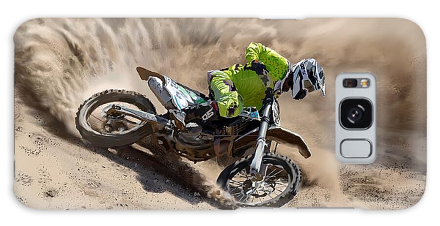 Motorcycle Galaxy Case featuring the digital art Dirt Bike Video Painting by David Luebbert