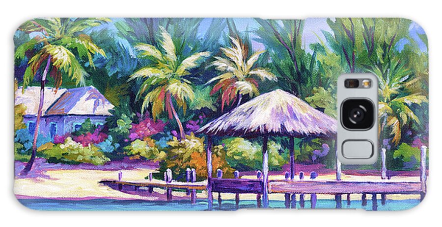 Dock Galaxy Case featuring the painting Dock with Thatched Cabana by John Clark