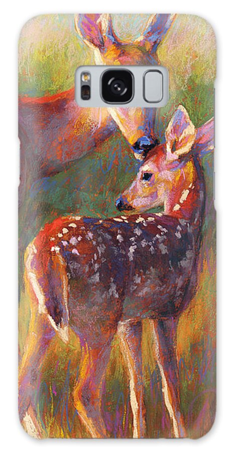 Doe Galaxy Case featuring the pastel Doe and Fawn by Rita Kirkman