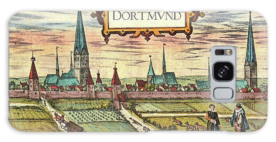 City Galaxy Case featuring the drawing Dortmund, Germany by Braun Hogenberg