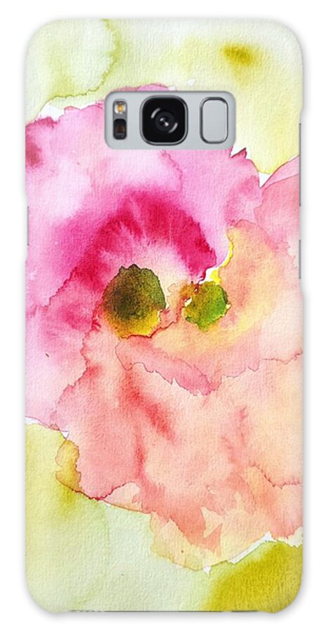 Flower Galaxy Case featuring the painting Double Centered Peony by Shady Lane Studios-Karen Howard
