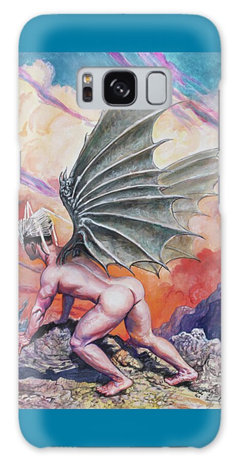 Male Nude Galaxy Case featuring the painting Dragon Boy by Marc DeBauch