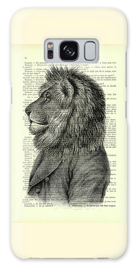 Lion Galaxy Case featuring the digital art Dressed up lion, wildlife animal portrait by Madame Memento