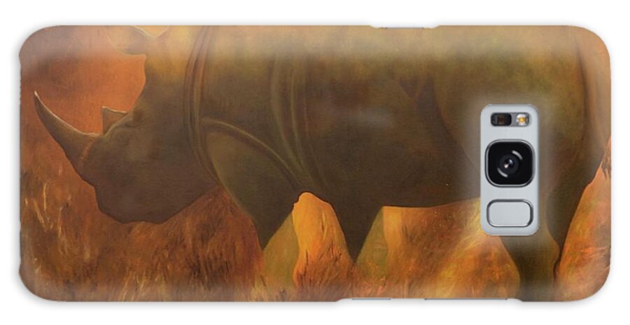 Rhino Galaxy Case featuring the painting Dusty Rhino by Caroline Street