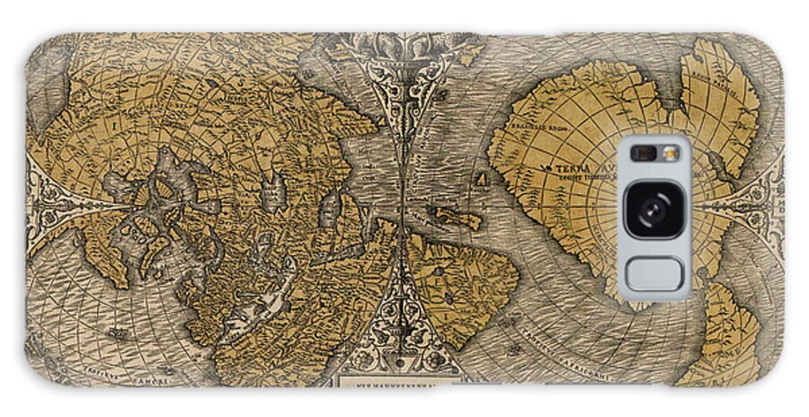 Atlas Galaxy Case featuring the drawing Earth 1531 world map by Vintage Maps