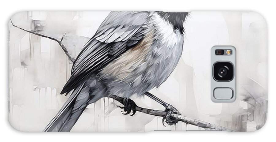 Chickadee Galaxy Case featuring the painting Echoes in Charcoal by Lourry Legarde