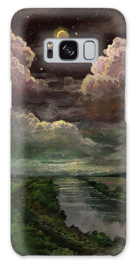 Moon Galaxy Case featuring the painting Eclipse Along The River by Rand Burns