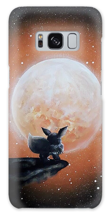Eevee Galaxy Case featuring the painting Eevee under the moon by Magda Swinya