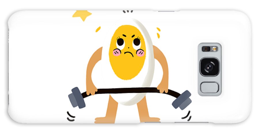 Eggs Galaxy Case featuring the drawing Eggs love weightlifting by Min Fen Zhu