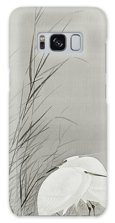 Birds Galaxy Case featuring the painting Egrets in a swamp by Ohara Koson