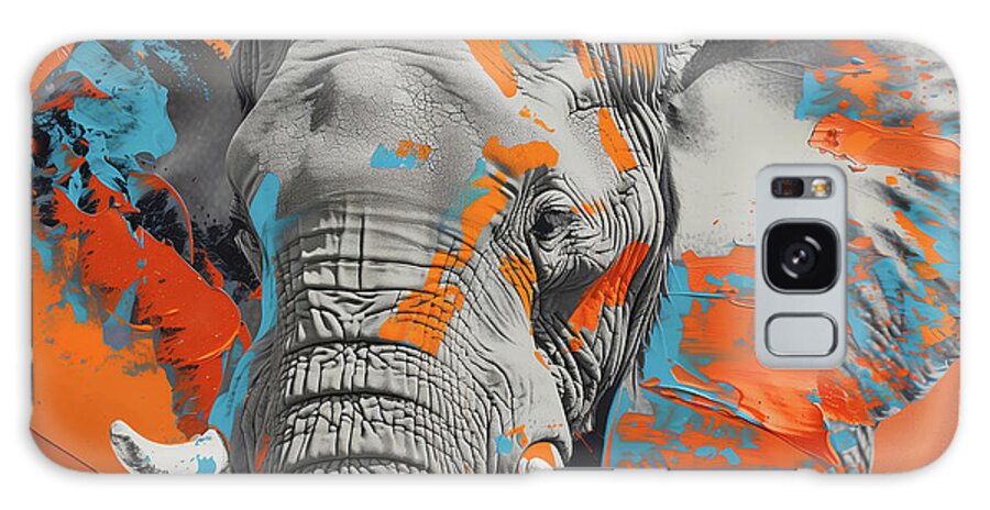 Elephant Galaxy Case featuring the digital art Elephant with color splashes by Imagine ART