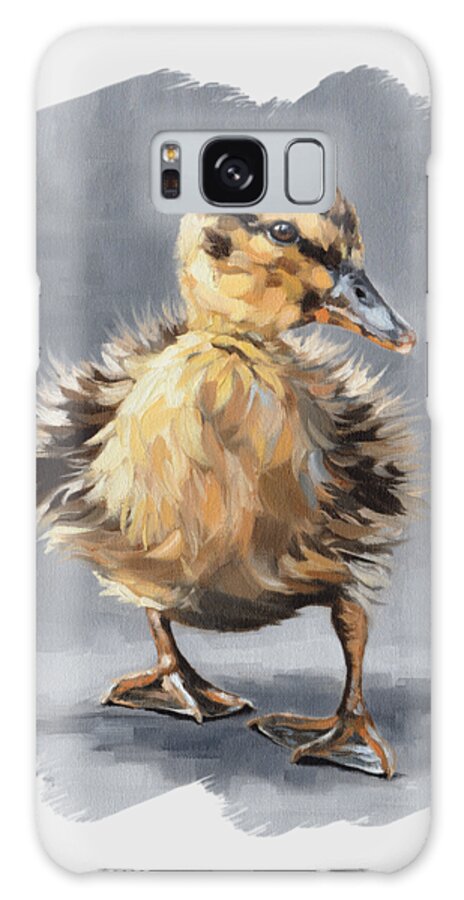 Mallard Duckling Galaxy Case featuring the painting Ella by Rachel Stribbling