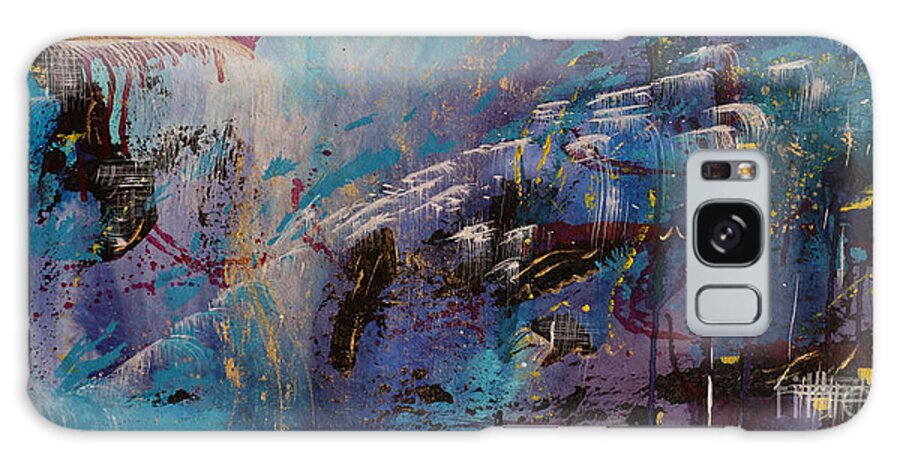 Blue Galaxy Case featuring the painting Enchanted Falls by Cathy Beharriell