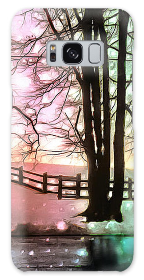 Snow Galaxy Case featuring the photograph Enchanted Snowy Delaware Hillside and Fence by Sea Change Vibes