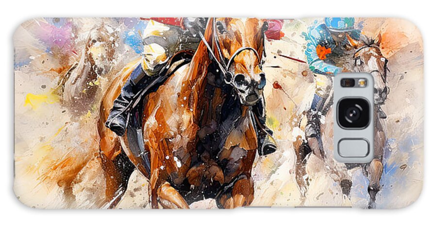 Horse Racing Galaxy Case featuring the painting Equine Explosion - Horse Racers Art by Lourry Legarde