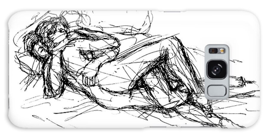 Couples Galaxy Case featuring the drawing Erotic Couple Sketches 8 by Gordon Punt