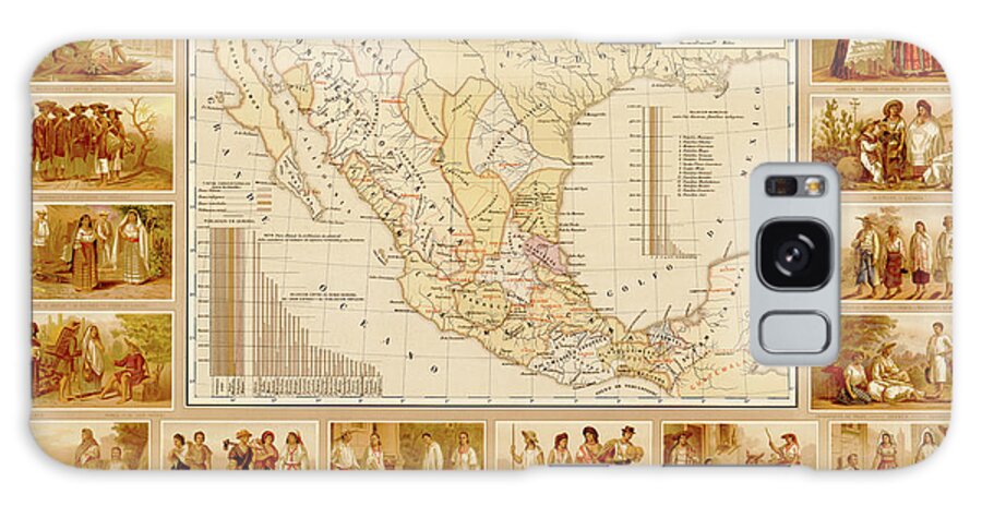 Mexico Galaxy Case featuring the drawing Ethnographic Map of Mexico by Vintage Maps