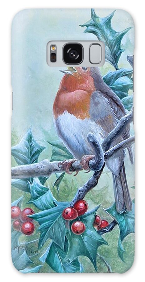 Robin Galaxy Case featuring the painting European Robin by Barry Kent MacKay