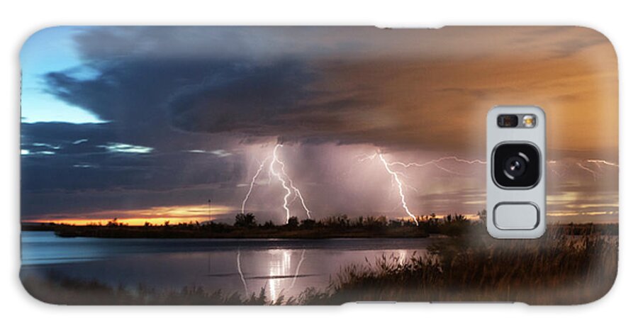 Lightning Galaxy Case featuring the photograph Evening storms by Doug Sims