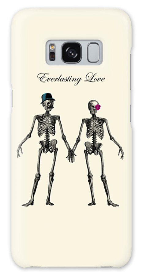 Love Galaxy Case featuring the digital art Everlasting Love Couple skeleton couple by Madame Memento