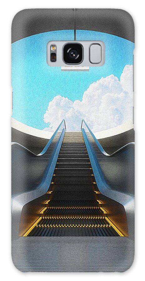 Escalator Galaxy Case featuring the digital art Exit strategy by Bespoke Cube