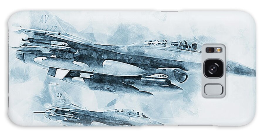F16 Galaxy Case featuring the painting F-16 Fighting Falcon - 06 by AM FineArtPrints
