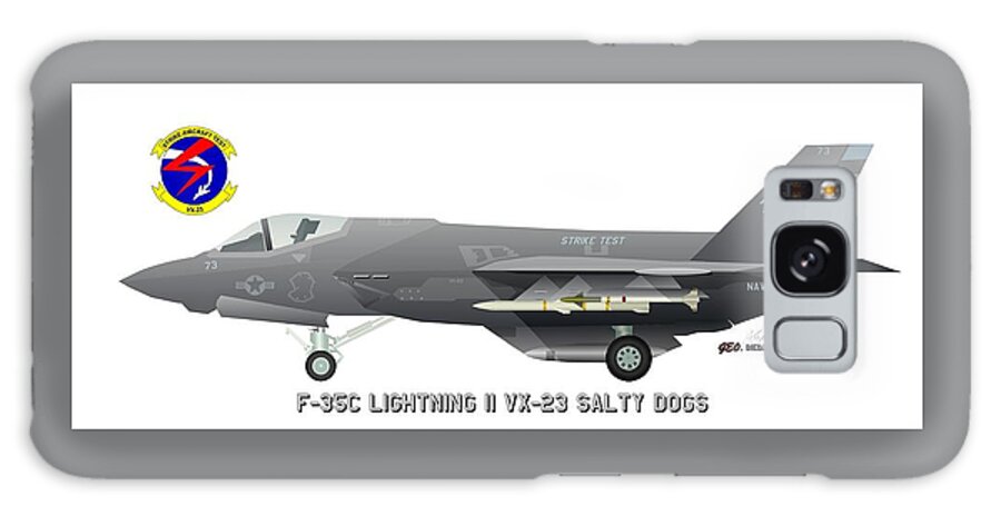 F-35c Lightning Ii Profile Print Vx-23 Salty Dogs Galaxy Case featuring the digital art F-35C Lightning II Profile Print VX-23 Salty Dogs by George Bieda