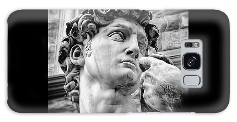 David Galaxy Case featuring the photograph Face Detail of David by Michelangelo Florence Black and White by Carol Japp