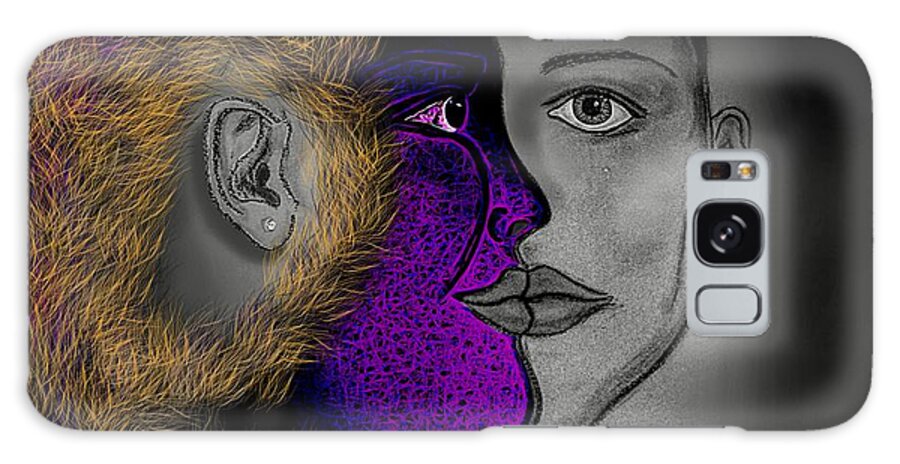 Modern Abstract Galaxy Case featuring the drawing Faces Walk On The Wild Side by Joan Stratton