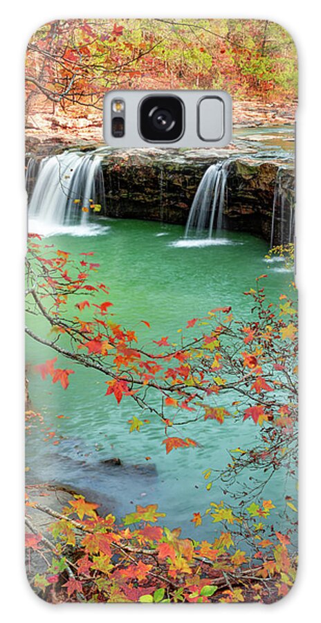 Falling Water Falls Galaxy Case featuring the photograph Fall Leaves Surround Falling Water Falls by Gregory Ballos
